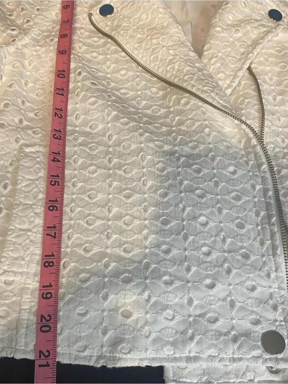 Womans INC International Concepts Cotton Eyelet Moto Jacket Size S-M